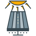 An icon of a stage light emitting yellow rays.