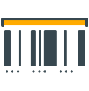 A barcode with a yellow scanning line.