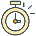 A yellow stopwatch icon with dark outlines.