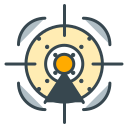 Stylized target icon with a central orange dot and pointer.