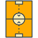 Vektor Yellow sports court with center circle and goal lines. – Gambar ...