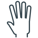 An outline of a hand showing four fingers.
