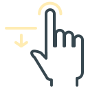 A hand performing a pull-to-refresh gesture