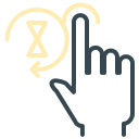 Hand cursor tapping a loading or waiting icon.