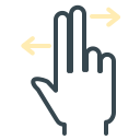 Two fingers spreading outwards with directional arrows