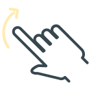 A hand icon performing an upward swipe gesture.