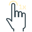 Hand icon tapping once with a "1x" indicator.
