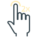 Hand double tapping gesture icon with 2x