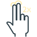 Hand with two fingers indicating a double tap gesture.