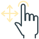Hand tapping and dragging gesture icon
