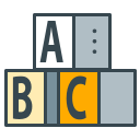 文字a、b、c、点の構成要素です。