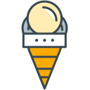 Uma bola de sorvete amarela estilizada em um cone.