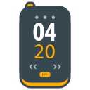 A dark digital clock widget showing 04:20 pm.