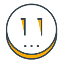Icon of a surprised face with exclamation marks and dots.
