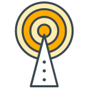 Radio antenna broadcasting signal waves.