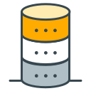 Uno stack stilizzato di tre cilindri di archiviazione dati.