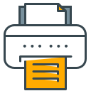 Ein Drucker-Symbol mit gedrucktem Papier.