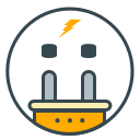 Electrical plug and lightning bolt icon within a circle