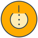 Icono de bombilla dentro de un círculo naranja brillante.