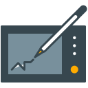 Ein Stylus, der eine Unterschrift auf einem digitalen Tablet-Bildschirm zeichnet.