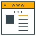 Icono del navegador web que muestra 'www' y contenido provisional.