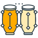 Two stylized conga drums on a white background
