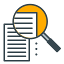 Loupe au-dessus d’un document avec des lignes de texte