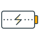 Batterie-Ladesymbol mit gelbem Blitz.