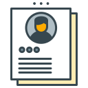 Resume or profile document with avatar and text.