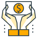 両手で1ドル硬貨のカードを持っています。
