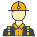 Ikone eines Arbeiters mit gelbem Schutzhelm.
