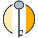 A key centered on a background resembling the irish flag.
