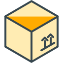 Stylized beige box with open orange top and up arrows