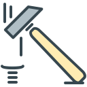 A hammer hitting a nail