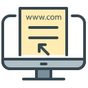 Un écran d’ordinateur affichant une adresse web et un curseur.