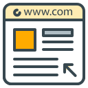 Ein Browserfenster, das eine Website mit einem Cursor anzeigt.