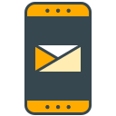 A smartphone displaying an email icon on its screen.