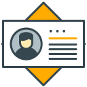 User profile card icon with text and silhouette.