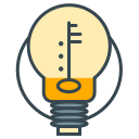 A lightbulb with a thermometer filament and a wire.