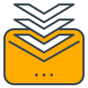 An orange envelope with multiple incoming messages.