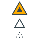 Two triangles and a cluster of small dots.