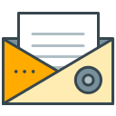 Open yellow envelope showing a white letter and stamp.