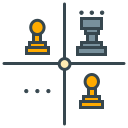 Strategic diagram with chess pawns, rook, and ellipsis.