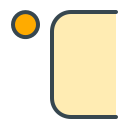 Un cerchio giallo e un rettangolo arrotondato beige.