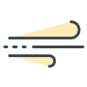 Simple graphic showing wind movement on white.