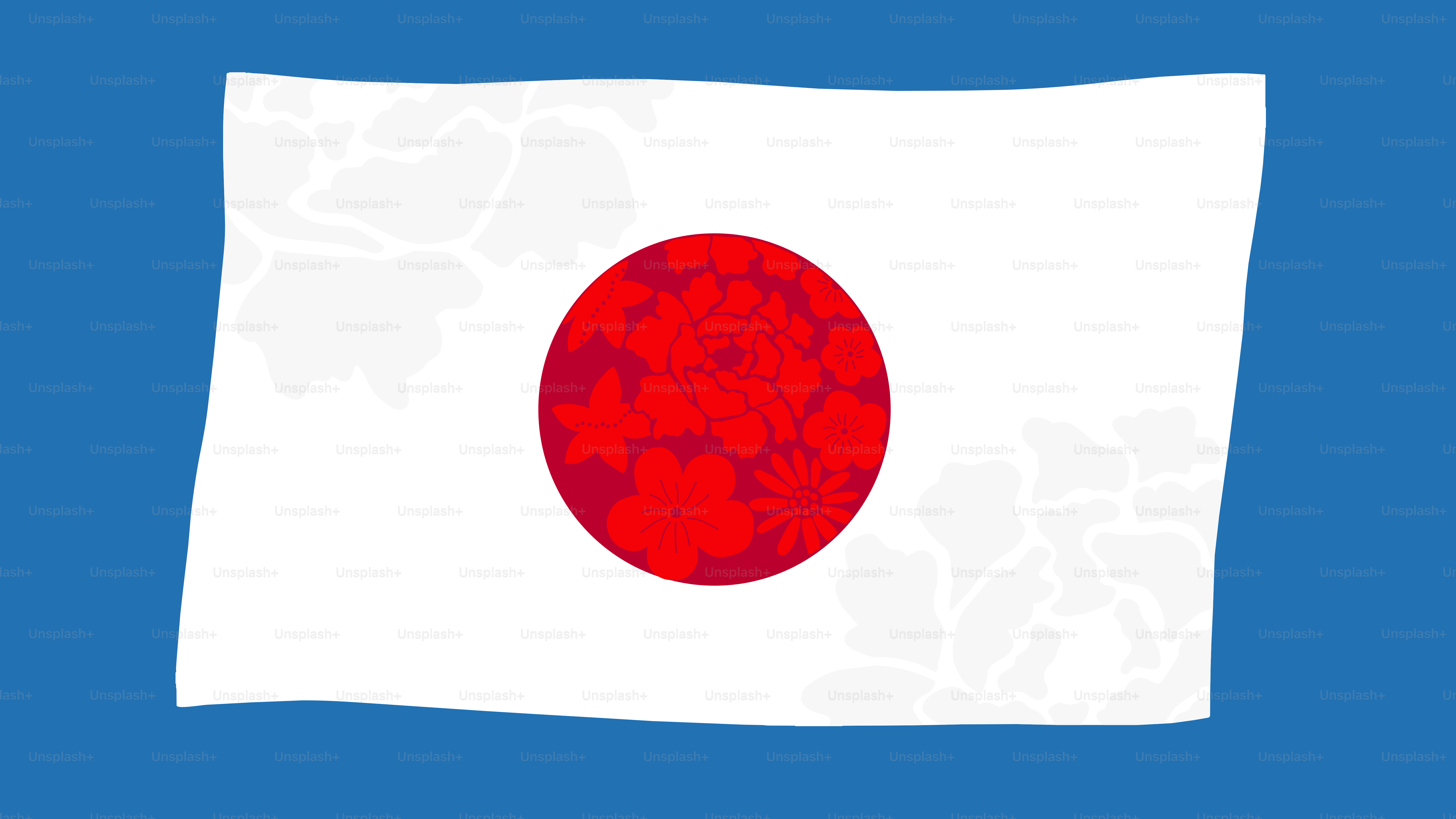 Japanische Flagge mit einem roten Kreis auf blauem Hintergrund.