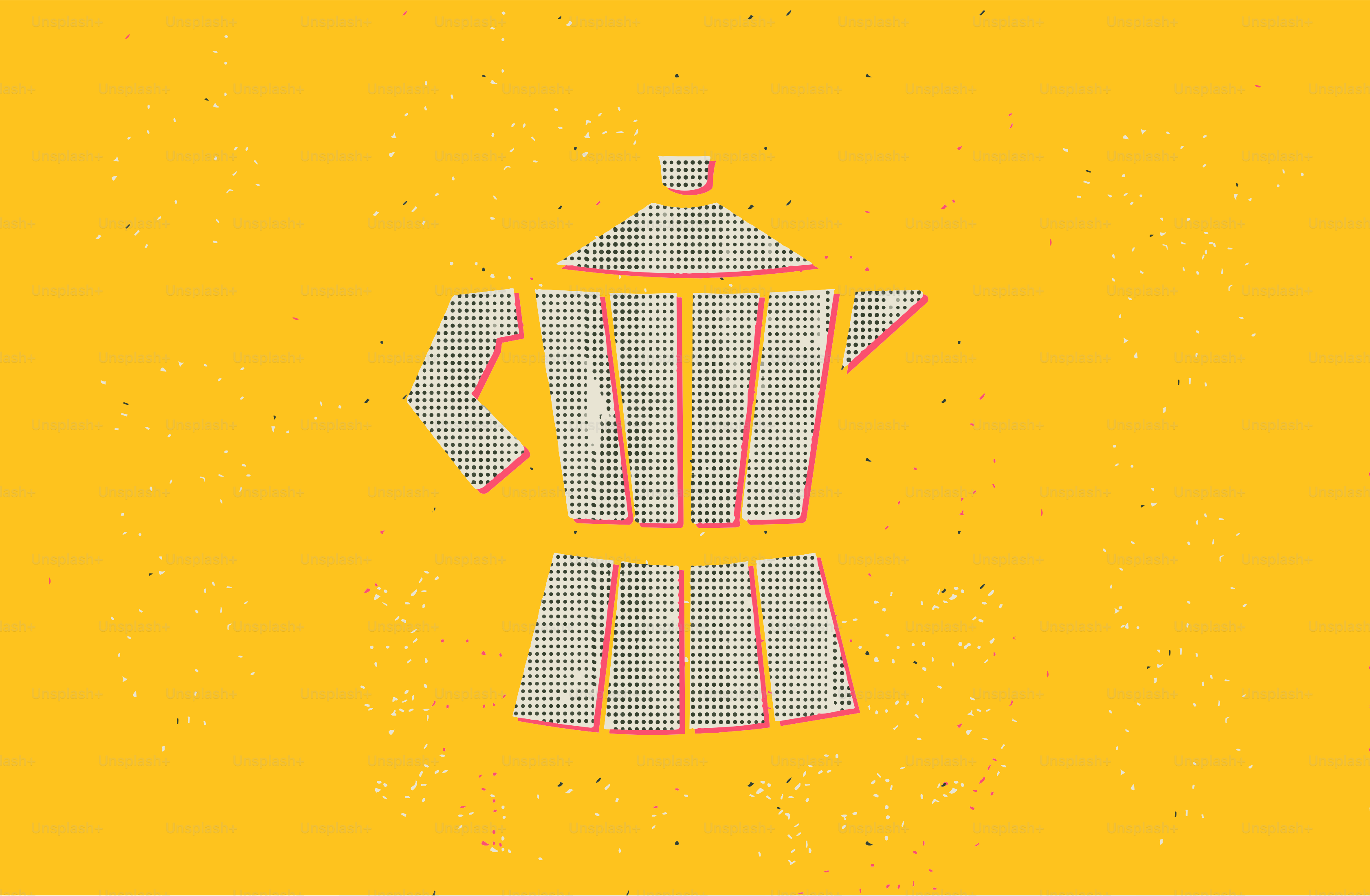 A stylized moka pot icon on a textured yellow background.