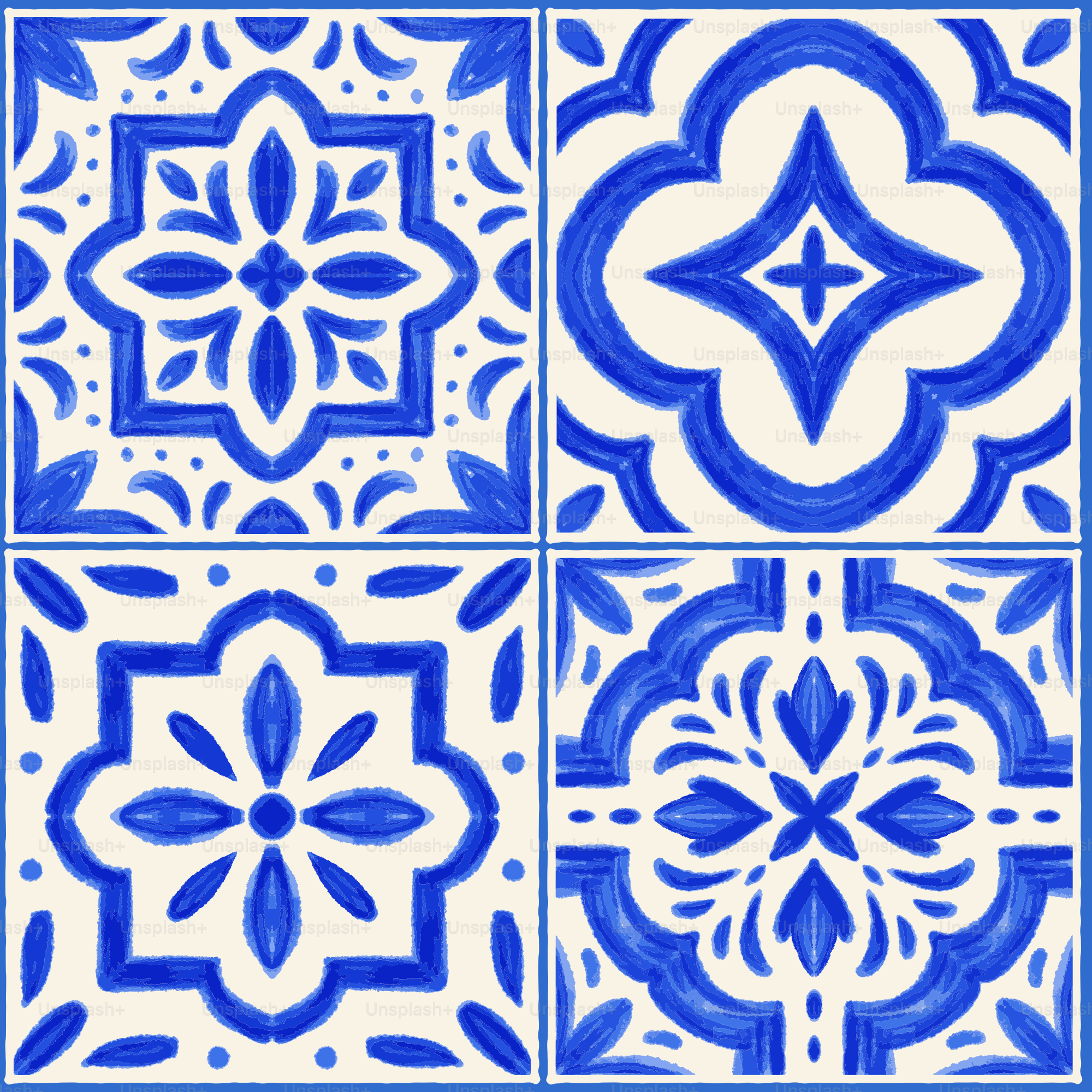 Decorative blue and white mediterranean style tiles.