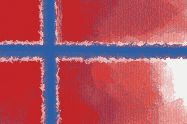 ノルウェー国旗の抽象水彩画