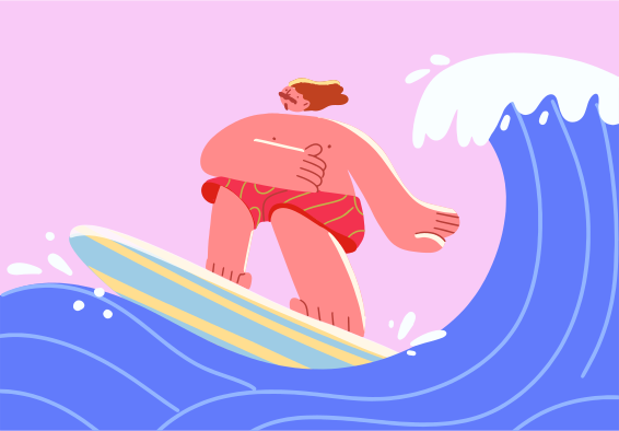 A person surfing a large blue wave.